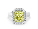 White gold Fancy Yellow Radiant  Cut Halo Solitaire Engagement Ring with Square Band and Four-Prong Setting_1