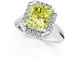 White gold Fancy Yellow Radiant  Cut Halo Solitaire Engagement Ring with Square Band and Four-Prong Setting_19