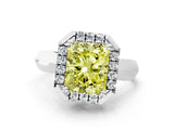 White gold Fancy Yellow Radiant  Cut Halo Solitaire Engagement Ring with Square Band and Four-Prong Setting_224