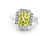 White gold Fancy Yellow Radiant  Cut Halo Solitaire Engagement Ring with Square Band and Four-Prong Setting_230