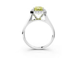 White gold Fancy Yellow Radiant  Cut Halo Solitaire Engagement Ring with Square Band and Four-Prong Setting_233