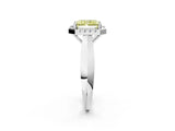 White gold Fancy Yellow Radiant  Cut Halo Solitaire Engagement Ring with Square Band and Four-Prong Setting_242