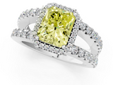 White gold Fancy Yellow Radiant  Cut Halo Split Shank Diamond Ring with Four-Prong Setting_42