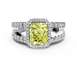 White gold Fancy Yellow Radiant  Cut Halo Split Shank Diamond Ring with Four-Prong Setting_45