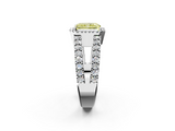 White gold Fancy Yellow Radiant  Cut Halo Split Shank Diamond Ring with Four-Prong Setting_47