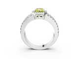 White gold Fancy Yellow Radiant  Cut Halo Split Shank Diamond Ring with Four-Prong Setting_48