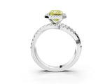 White gold Fancy Yellow Radiant  Cut Halo Split Shank Prong Setting Ring_17
