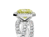White gold Fancy Yellow Radiant  Cut Halo Split Shank Prong Setting Ring_19