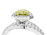 White gold Fancy Yellow Radiant  Cut Halo Split Shank Prong Setting Ring_29