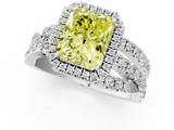 White gold Fancy Yellow Radiant  Cut Halo Split Shank Prong Setting Ring_59