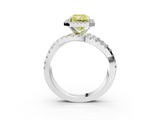 White gold Fancy Yellow Radiant  Cut Halo Split Shank Prong Setting Ring_61