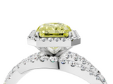 White gold Fancy Yellow Radiant  Cut Halo Split Shank Prong Setting Ring_62