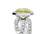 White gold Fancy Yellow Radiant  Cut Halo Split Shank Prong Setting Ring_63