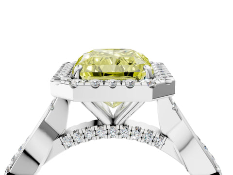 White gold Fancy Yellow Radiant Cut Halo Twist Band with Four-Prong Setting_4