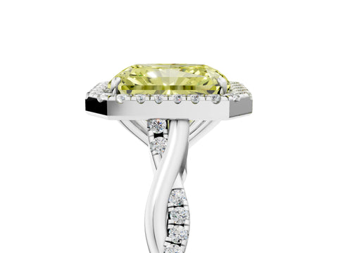 White gold Fancy Yellow Radiant Cut Halo Twist Band with Four-Prong Setting_5