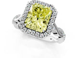 White gold Fancy Yellow Radiant Cut Halo Twist Band with Four-Prong Setting_73