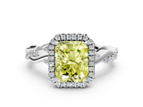 White gold Fancy Yellow Radiant  Cut Halo Twisted Band Four-Prong Ring_20