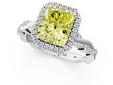 White gold Fancy Yellow Radiant  Cut Halo Twisted Band Four-Prong Ring_21