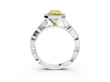 White gold Fancy Yellow Radiant  Cut Halo Twisted Band Four-Prong Ring_23
