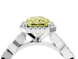 White gold Fancy Yellow Radiant  Cut Halo Twisted Band Four-Prong Ring_24