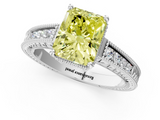 White gold Fancy Yellow Radiant  Cut Milgrain Channel Set Engagement Ring with Solitaire Prong Setting_45