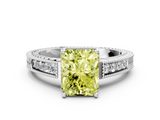 White gold Fancy Yellow Radiant  Cut Milgrain Channel Set Engagement Ring with Solitaire Prong Setting_49