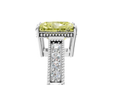 White gold Fancy Yellow Radiant  Cut Milgrain Channel Set Engagement Ring with Solitaire Prong Setting_50