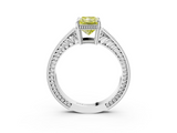 White gold Fancy Yellow Radiant  Cut Milgrain Channel Set Engagement Ring with Solitaire Prong Setting_52