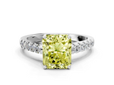 White gold Fancy Yellow Radiant  Cut Pavé Band Solitaire Ring with Four-Prong Setting_25
