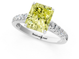White gold Fancy Yellow Radiant  Cut Pavé Band Solitaire Ring with Four-Prong Setting_26
