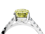White gold Fancy Yellow Radiant  Cut Pavé Band Solitaire Ring with Four-Prong Setting_29