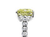White gold Fancy Yellow Radiant  Cut Pavé Band Solitaire Ring with Four-Prong Setting_30
