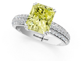 White gold Fancy Yellow Radiant  Cut Pave Diamond Engagement Ring with Channel Set Band and Four-Prong Setting_21