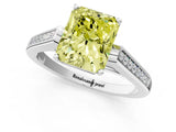 White gold Fancy Yellow Radiant Cut Solitaire Cathedral Diamond Engagement Ring with Channel-Set Band and Four-Prong Setting_16