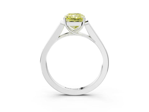 White gold Fancy Yellow Radiant Cut Solitaire Cathedral Diamond Engagement Ring with Channel-Set Band and Four-Prong Setting_18