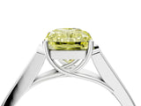 White gold Fancy Yellow Radiant Cut Solitaire Cathedral Diamond Engagement Ring with Channel-Set Band and Four-Prong Setting_19