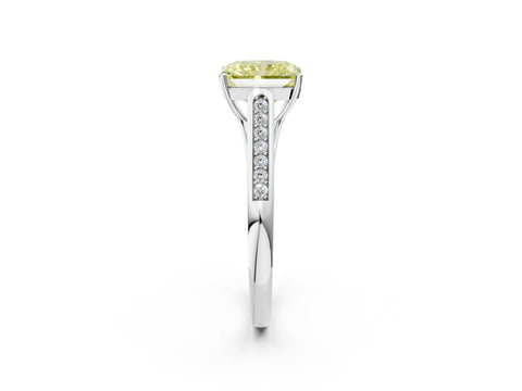 White gold Fancy Yellow Radiant Cut Solitaire Cathedral Diamond Engagement Ring with Channel-Set Band and Four-Prong Setting_5
