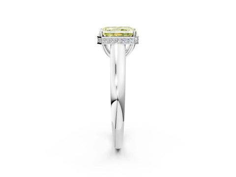 White gold Fancy Yellow Radiant Cut Solitaire Diamond Engagement Ring with Four-Prong Setting and Tapered Band_14
