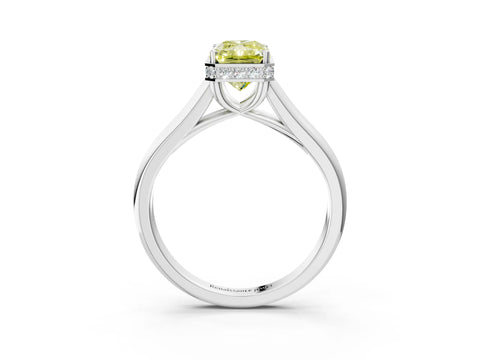 White gold Fancy Yellow Radiant Cut Solitaire Diamond Engagement Ring with Four-Prong Setting and Tapered Band_15