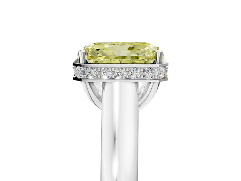 White gold Fancy Yellow Radiant Cut Solitaire Diamond Engagement Ring with Four-Prong Setting and Tapered Band_17