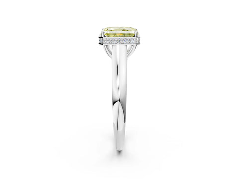 White gold Fancy Yellow Radiant Cut Solitaire Diamond Engagement Ring with Four-Prong Setting and Tapered Band_2