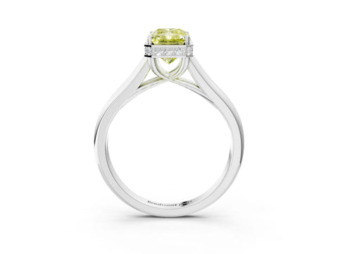 White gold Fancy Yellow Radiant Cut Solitaire Diamond Engagement Ring with Four-Prong Setting and Tapered Band_3