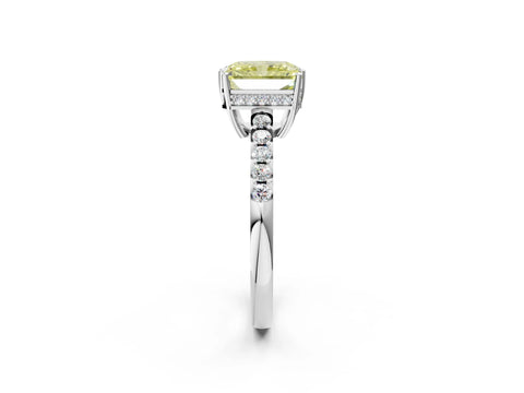 White gold Fancy Yellow Radiant Cut Solitaire Diamond Engagement Ring with Pavé Band and Six-Prong Setting_14
