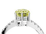 White gold Fancy Yellow Radiant Cut Solitaire Diamond Engagement Ring with Pavé Band and Six-Prong Setting_16