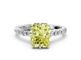 White gold Fancy Yellow Radiant Cut Solitaire Diamond Engagement Ring with Pavé Band and Six-Prong Setting_24