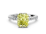 White gold Fancy Yellow Radiant Cut Solitaire Diamond Engagement Ring with Pavé Band and Six-Prong Setting_24