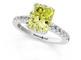 White gold Fancy Yellow Radiant Cut Solitaire Diamond Engagement Ring with Pavé Band and Six-Prong Setting_25