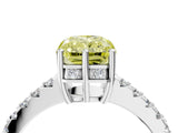 White gold Fancy Yellow Radiant Cut Solitaire Diamond Engagement Ring with Pavé Band and Six-Prong Setting_28
