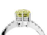 White gold Fancy Yellow Radiant Cut Solitaire Diamond Engagement Ring with Pavé Band and Six-Prong Setting_28
