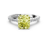 White gold Fancy Yellow Radiant  Cut Solitaire Diamond Engagement Ring with Pave Band and Four-Prong Setting_159